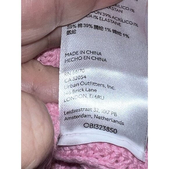 BDG Urban Outfitters Pink Cotton Blend Knit Oversized Cardigan Sweater Sz S - Picture 13 of 13